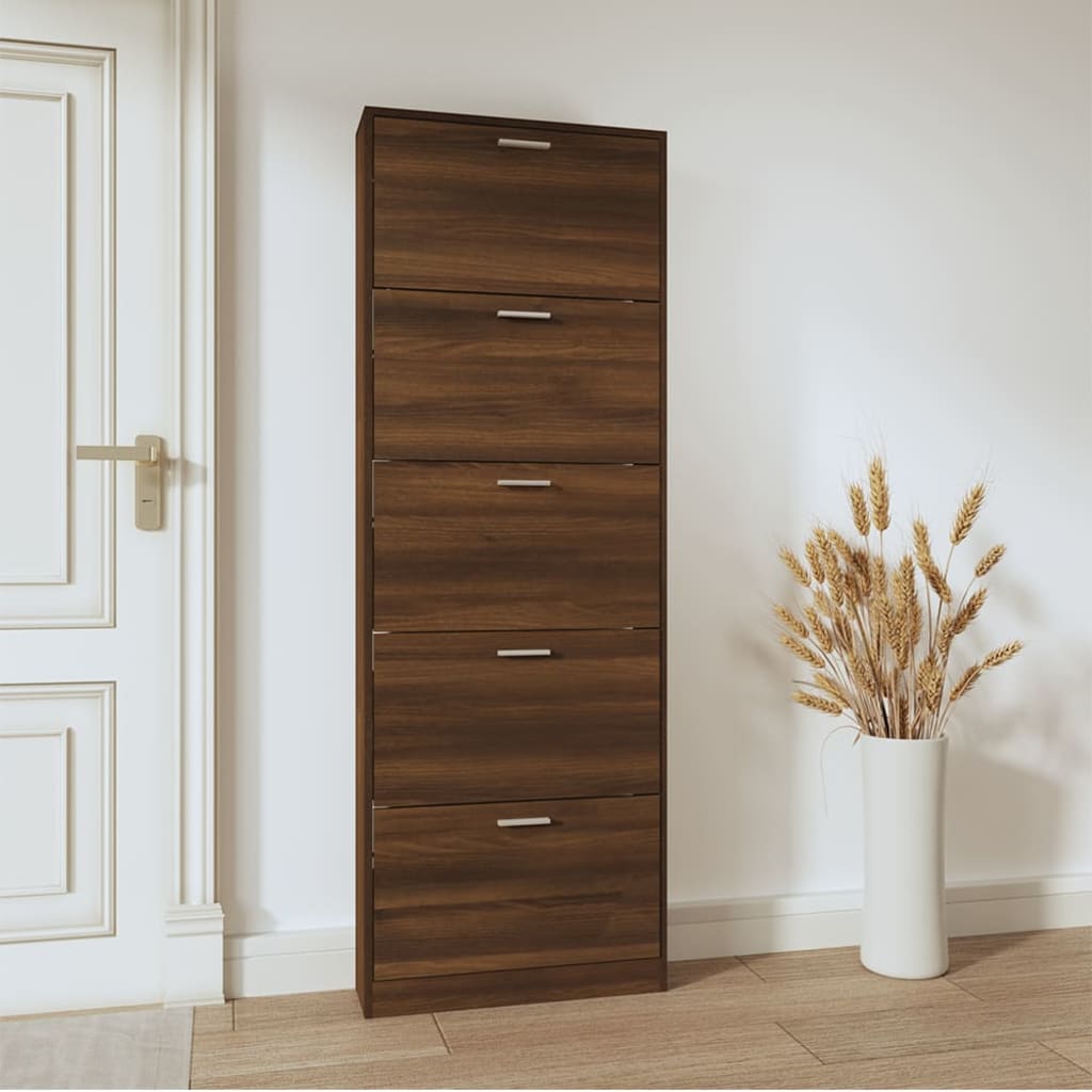 Kenkäkaappi ruskea tammi 59x17x169 cm tekninen puu - Harrastajankoti.fi