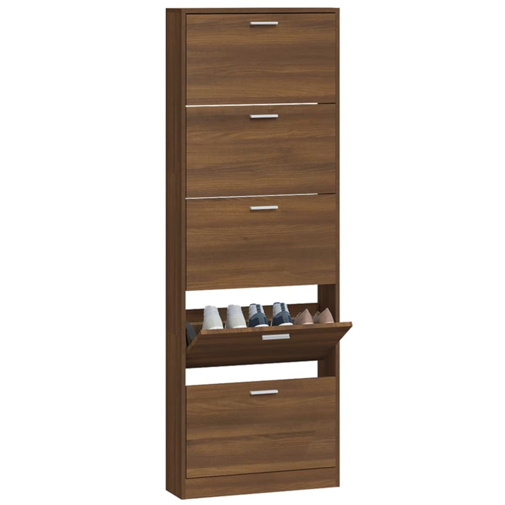 Kenkäkaappi ruskea tammi 59x17x169 cm tekninen puu - Harrastajankoti.fi