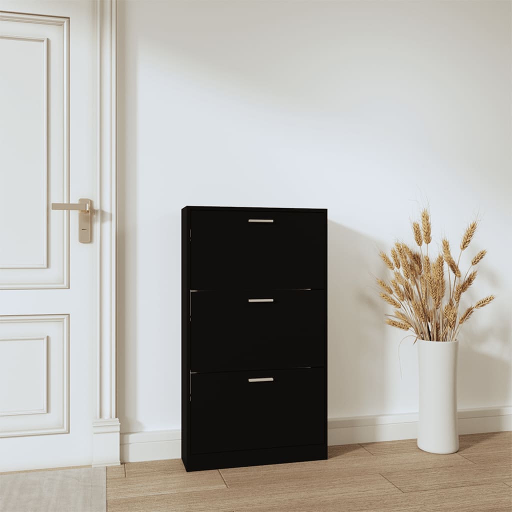 Kenkäkaappi musta 59x17x108 cm tekninen puu - Harrastajankoti.fi