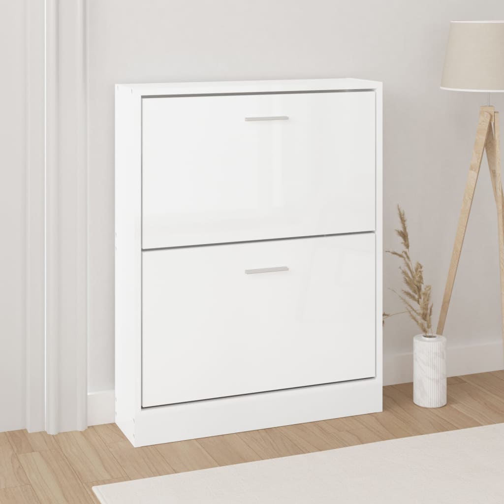 Kenkäkaappi korkeakiilto valkoinen 59x17x81 cm tekninen puu - Harrastajankoti.fi