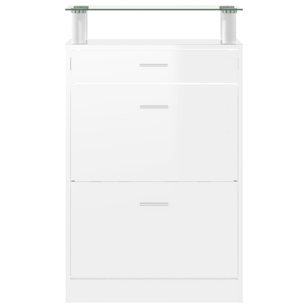 Kenkäkaappi korkeakiilto valkoinen 63x24x104 cm tekninen puu - Harrastajankoti.fi