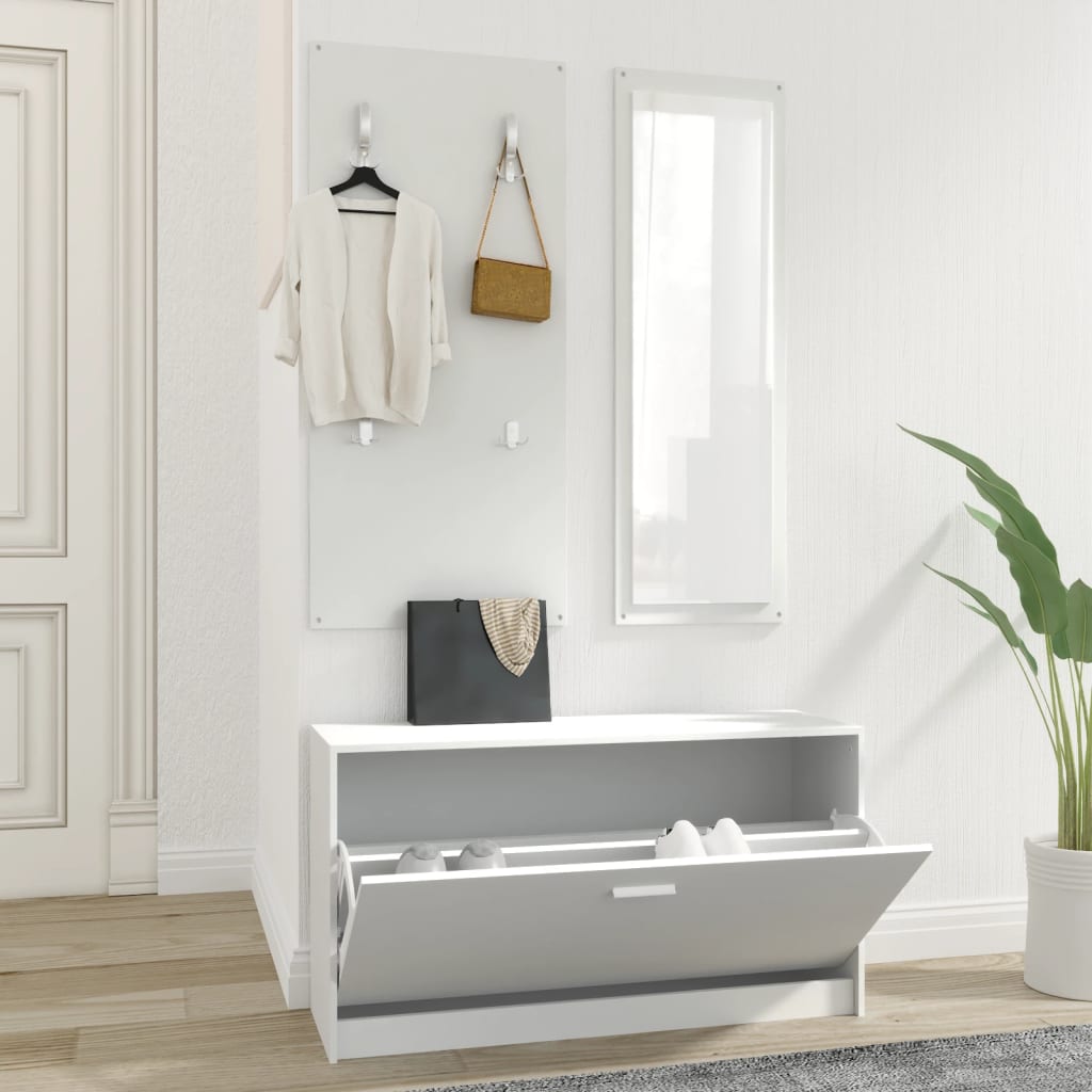 3-osainen kenkäkaappisarja valkoinen tekninen puu - Harrastajankoti.fi