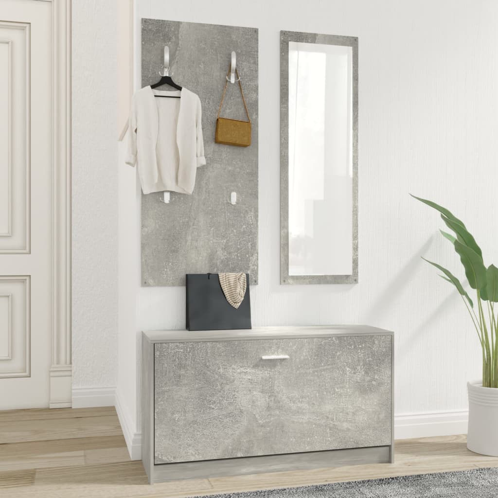 3-in-1 Kenkäkaappisarja betoninharmaa tekninen puu - Harrastajankoti.fi