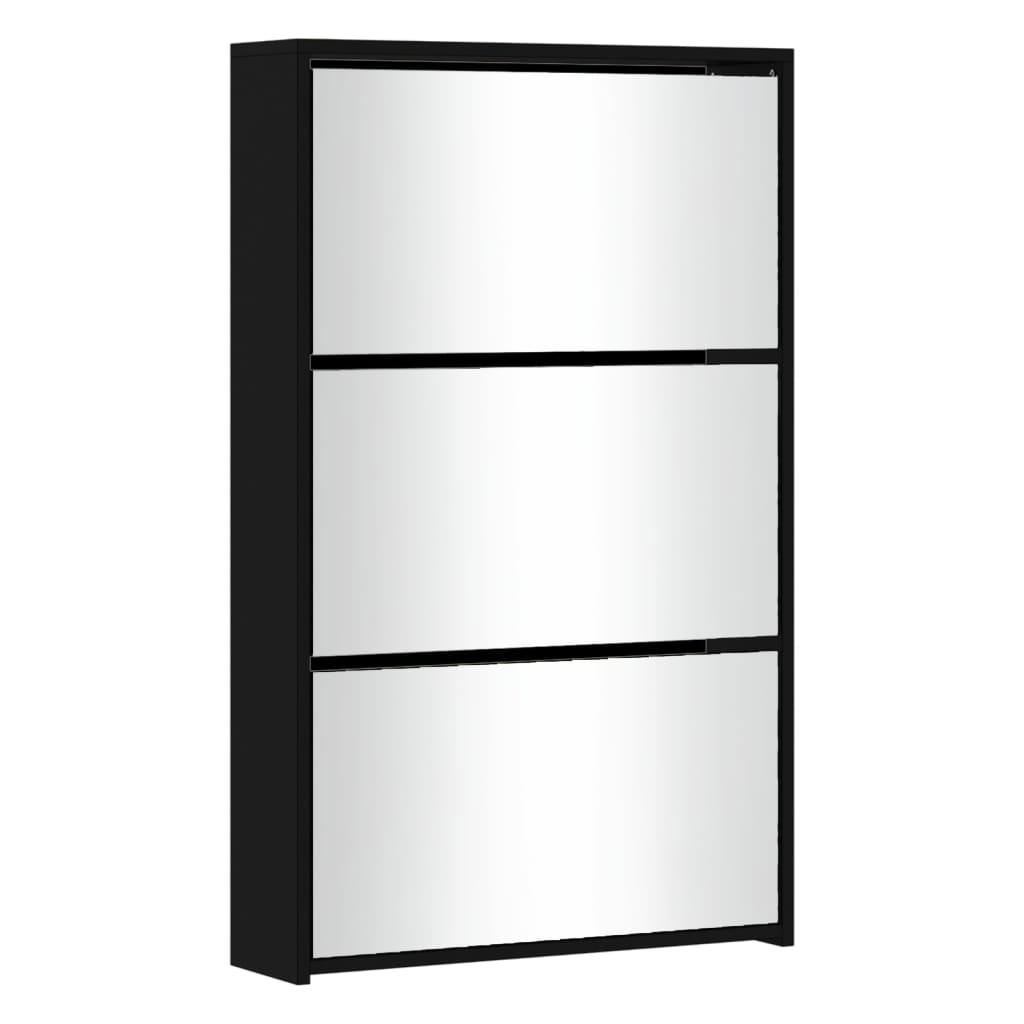 Kenkäkaappi peilillä 3-kerroksinen musta 63x17x102,5 cm - Harrastajankoti.fi