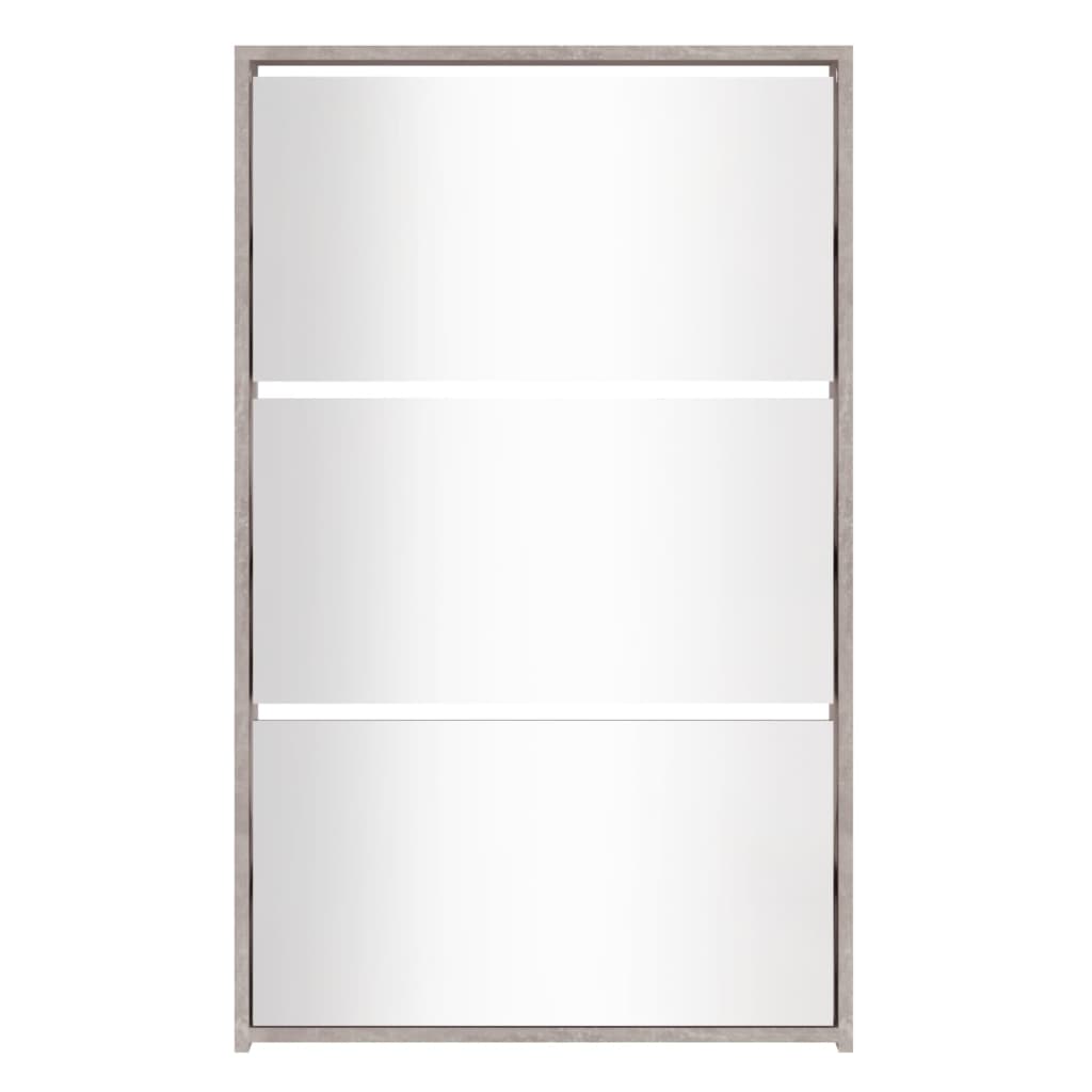 Kenkäkaappi peilillä 3-kerroksinen betoninharmaa 63x17x102,5 cm - Harrastajankoti.fi