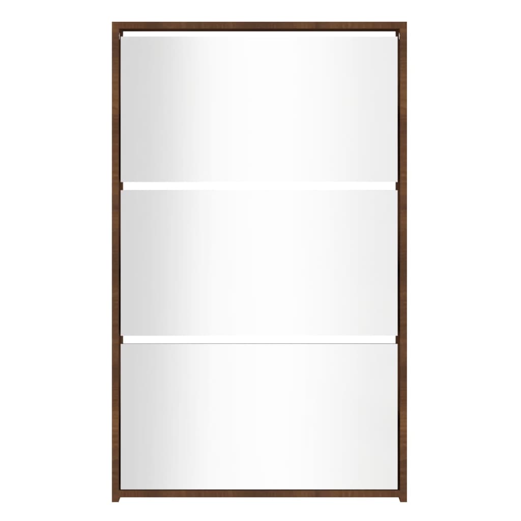 Kenkäkaappi peilillä 3-kerroksinen ruskea tammi 63x17x102,5 cm - Harrastajankoti.fi