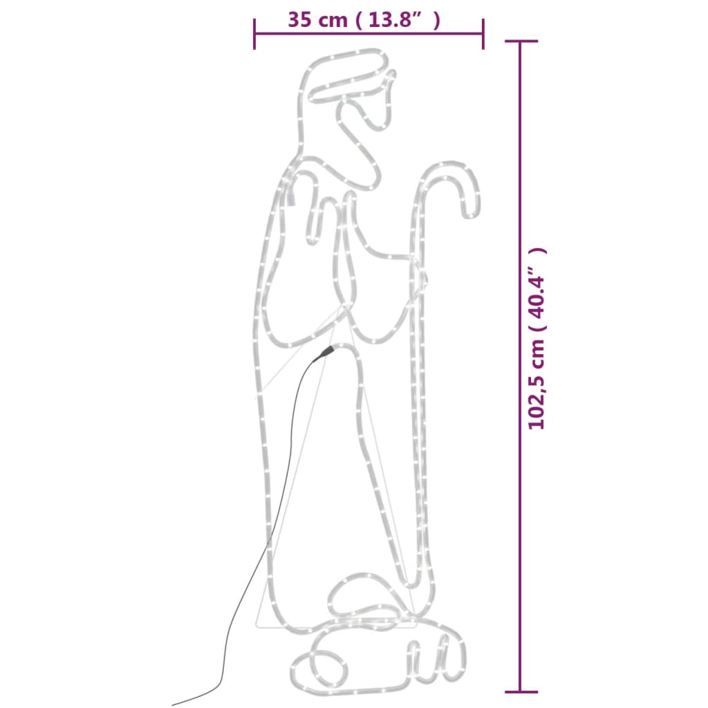 Paimen ja lammas joulukoriste 168 LED-valoa 102,5x35 cm - Harrastajankoti.fi