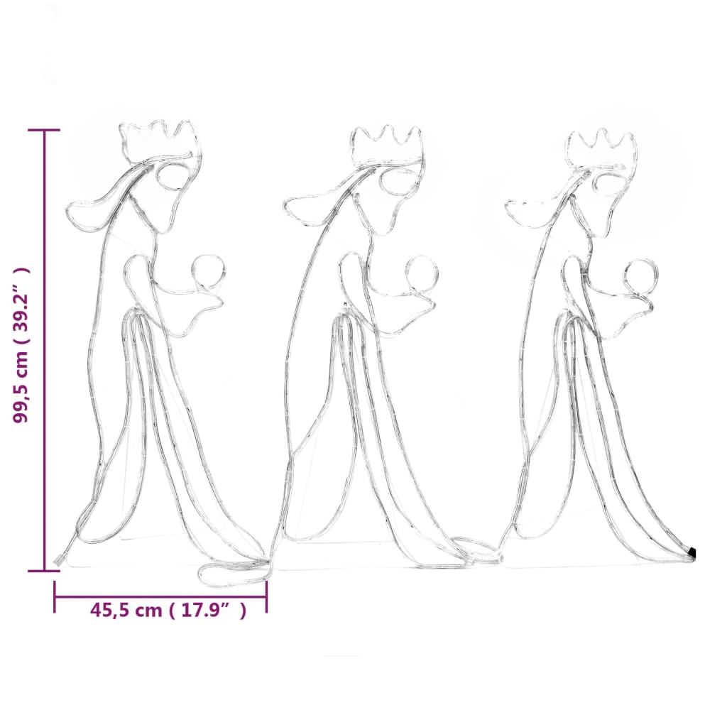 Kolme kuningasta joulukoriste 504 LED-valoa 99,5x45,5 cm - Harrastajankoti.fi