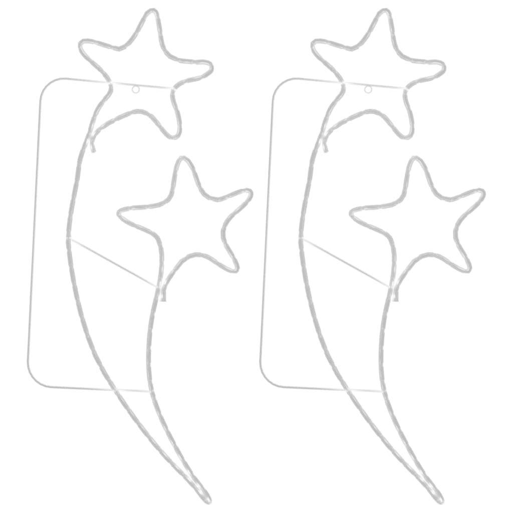 Tähdenmuotoiset valokaapelit 2 kpl lämmin valk. 125,5x53x4,5 cm - Harrastajankoti.fi