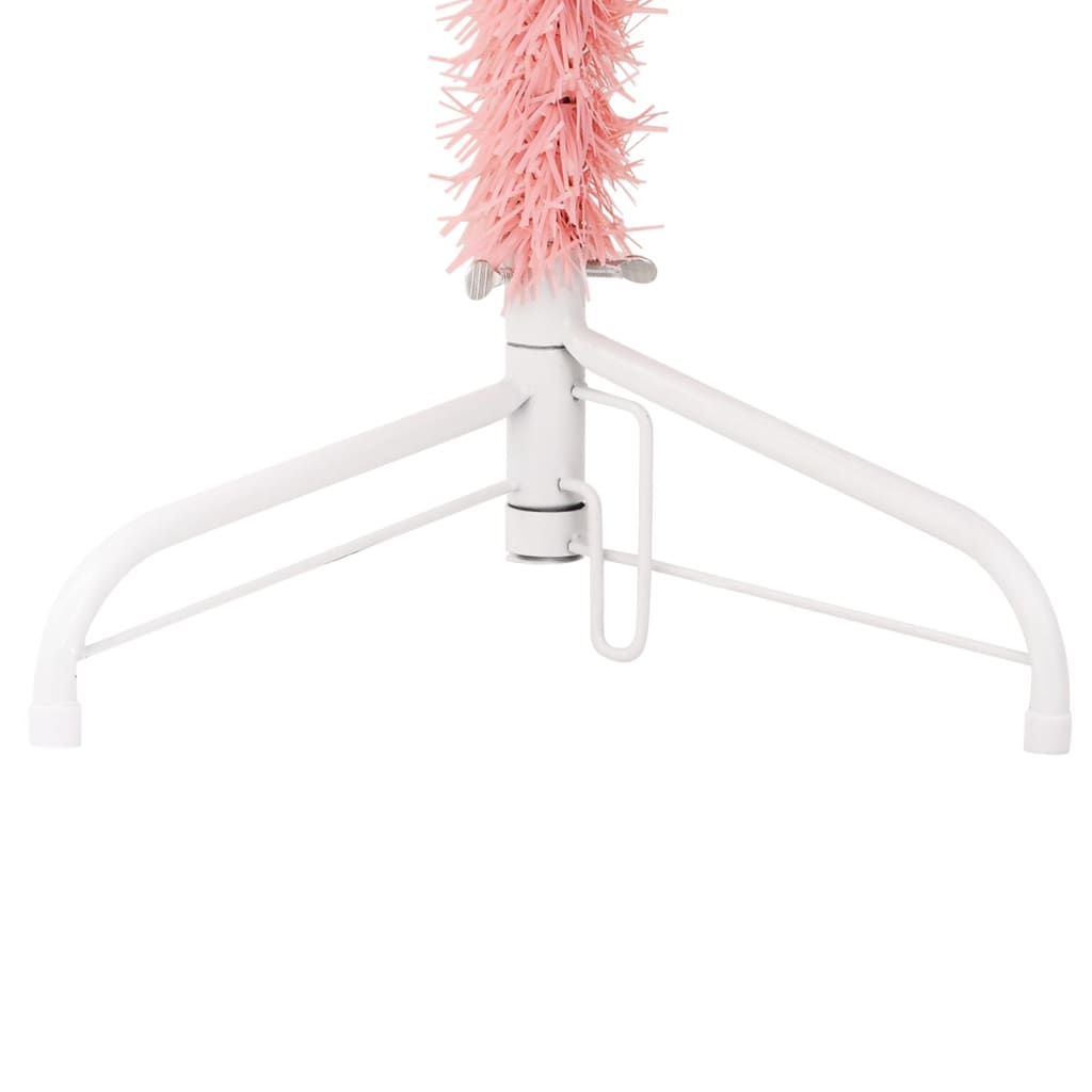 Kapea puolikas tekojoulukuusi jalustalla pinkki 150 cm - Harrastajankoti.fi