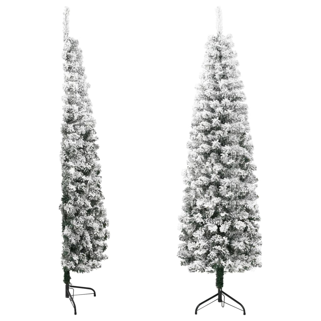 Kapea puolikas tekojoulukuusi lumihuurteella 150 cm - Harrastajankoti.fi