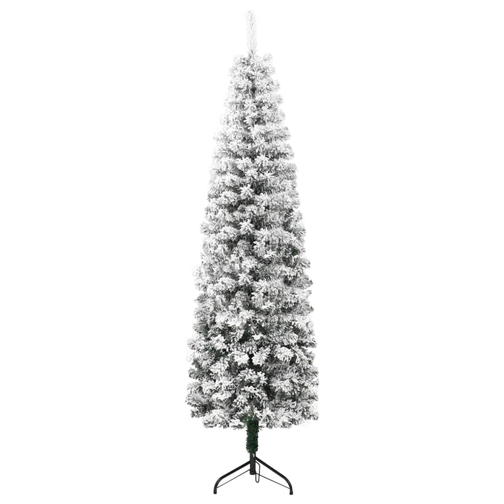Kapea puolikas tekojoulukuusi lumihuurteella 150 cm - Harrastajankoti.fi
