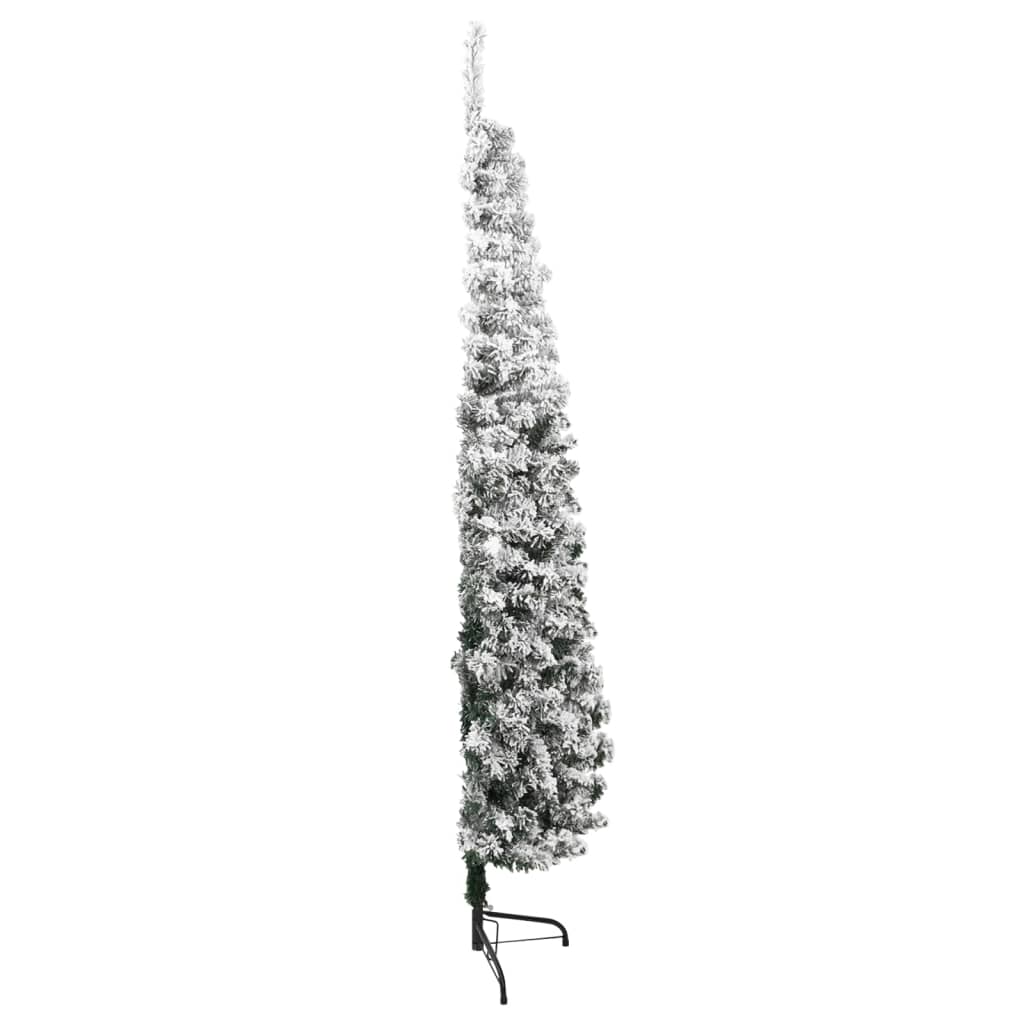 Kapea puolikas tekojoulukuusi lumihuurteella 150 cm - Harrastajankoti.fi