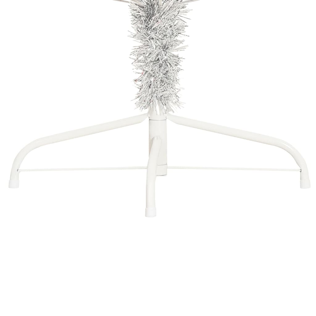 Tekojoulukuusen puolikas jalustalla hopea 210 cm PVC - Harrastajankoti.fi