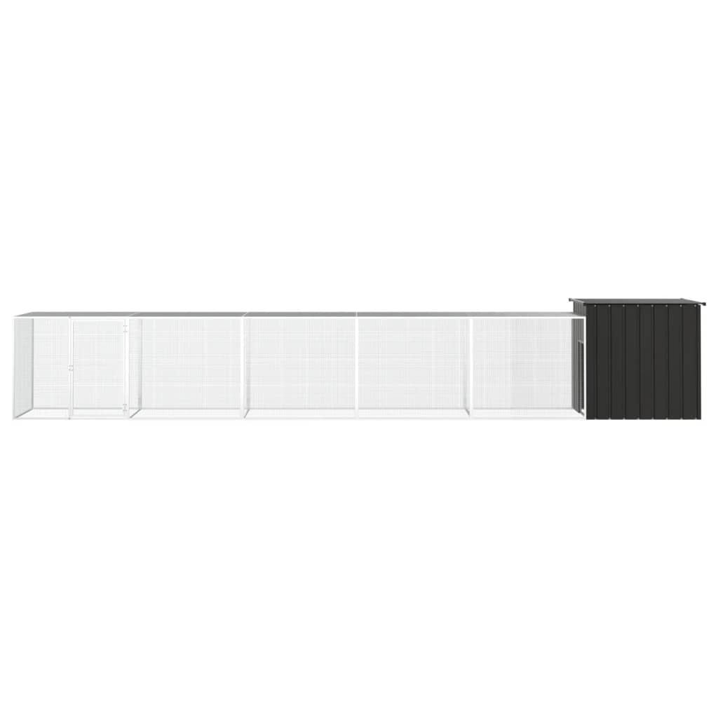 Kanahäkki antrasiitti 600x91x100 cm galvanoitu teräs - Harrastajankoti.fi