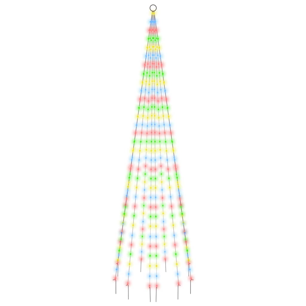 Joulukuusi lipputankoon 310 moniväristä LED-valoa 300 cm - Harrastajankoti.fi