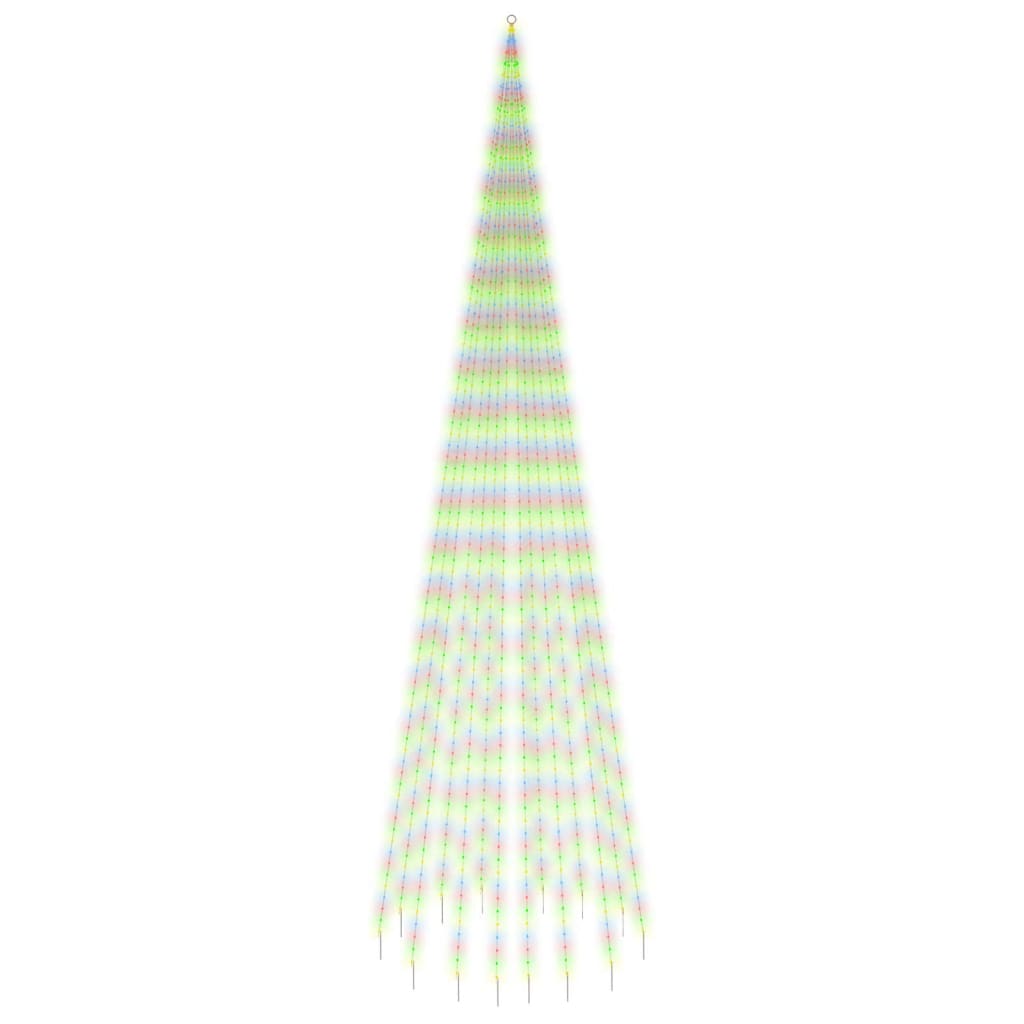 Joulukuusi lipputankoon 1134 moniväristä LED-valoa 800 cm - Harrastajankoti.fi