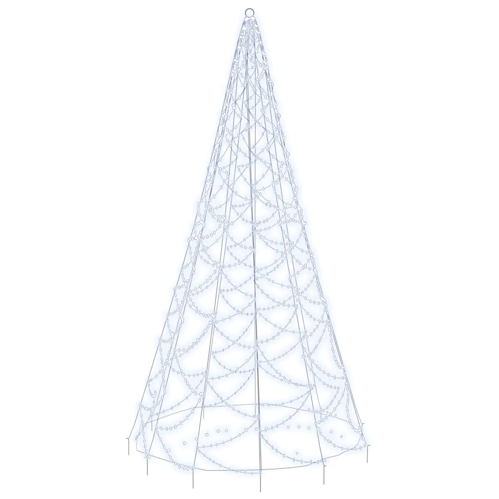 Joulukuusi lipputankoon 500 kylmän valkoista LED-valoa 300 cm - Harrastajankoti.fi