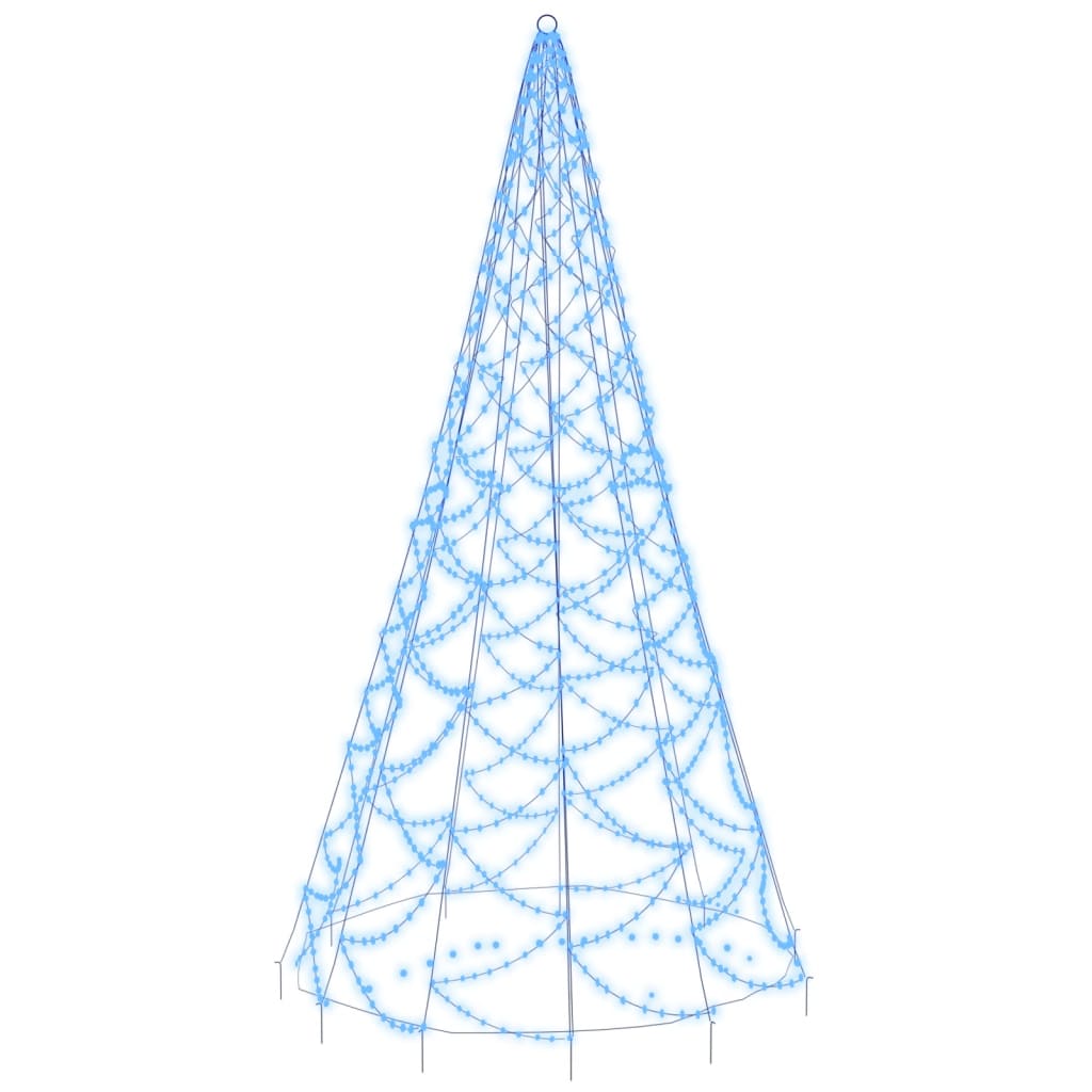 Joulukuusi lipputankoon 500 sinistä LED-valoa 300 cm - Harrastajankoti.fi