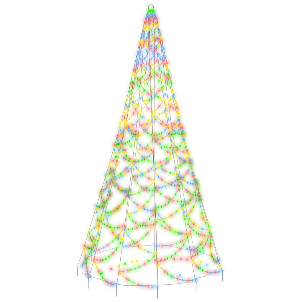 Joulukuusi lipputankoon 500 moniväristä LED-valoa 300 cm - Harrastajankoti.fi