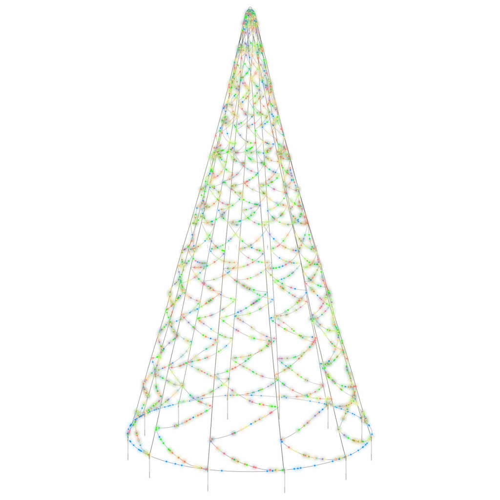 Joulukuusi lipputankoon 1400 moniväristä LED-valoa 500 cm - Harrastajankoti.fi