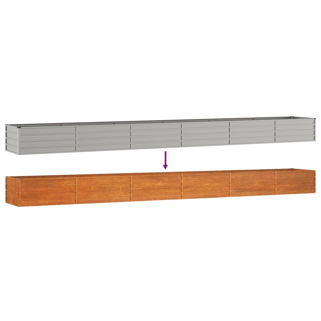 Korotettu kukkalaatikko harmaa 600x80x45 cm Corten teräs - Harrastajankoti.fi