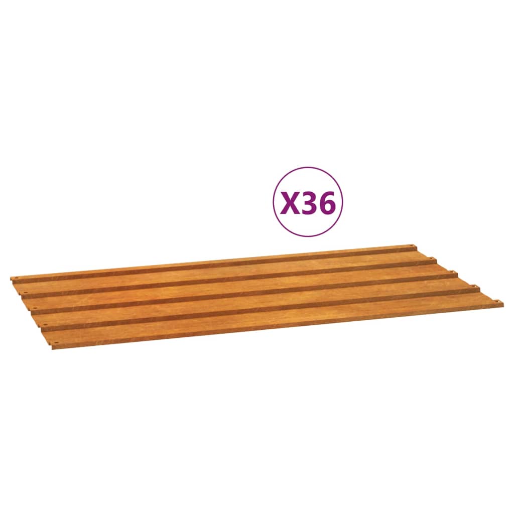Kattopaneelit 12 kpl harmaa 80x44 cm Corten teräs - Harrastajankoti.fi