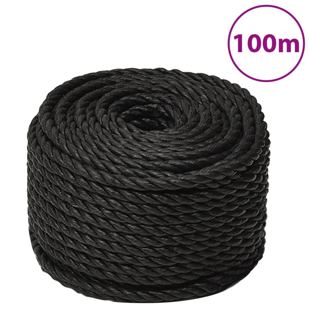 Työköysi musta 10 mm 100 m polypropeeni - Harrastajankoti.fi