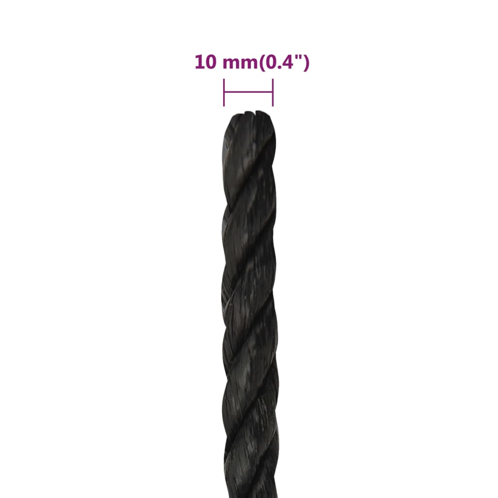 Työköysi musta 10 mm 100 m polypropeeni - Harrastajankoti.fi