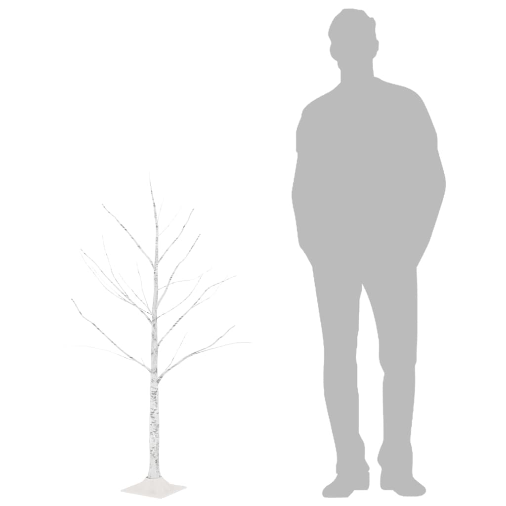 Valkoinen LED-koivu lämmin valkoinen 48 LED-valoa 120 cm - Harrastajankoti.fi