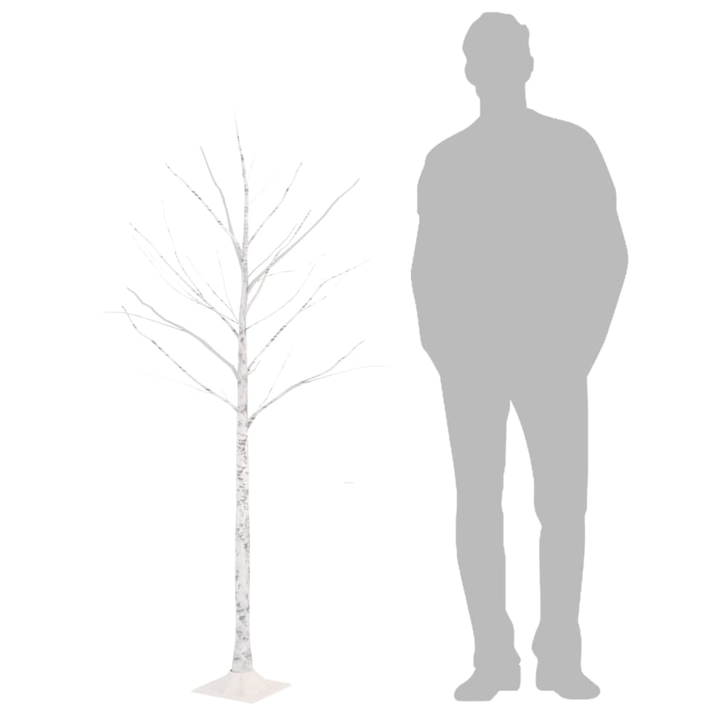 Valkoinen LED-koivu lämmin valkoinen 72 LED-valoa 150 cm - Harrastajankoti.fi