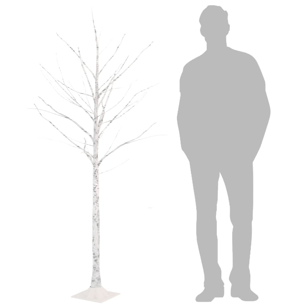 Valkoinen LED-koivu lämmin valkoinen 96 LED-valoa 180 cm - Harrastajankoti.fi