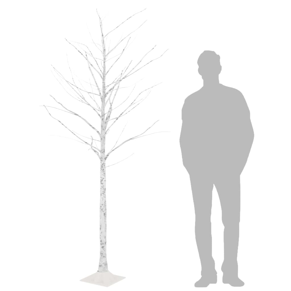 Valkoinen LED-koivu lämmin valkoinen 128 LED-valoa 220 cm - Harrastajankoti.fi