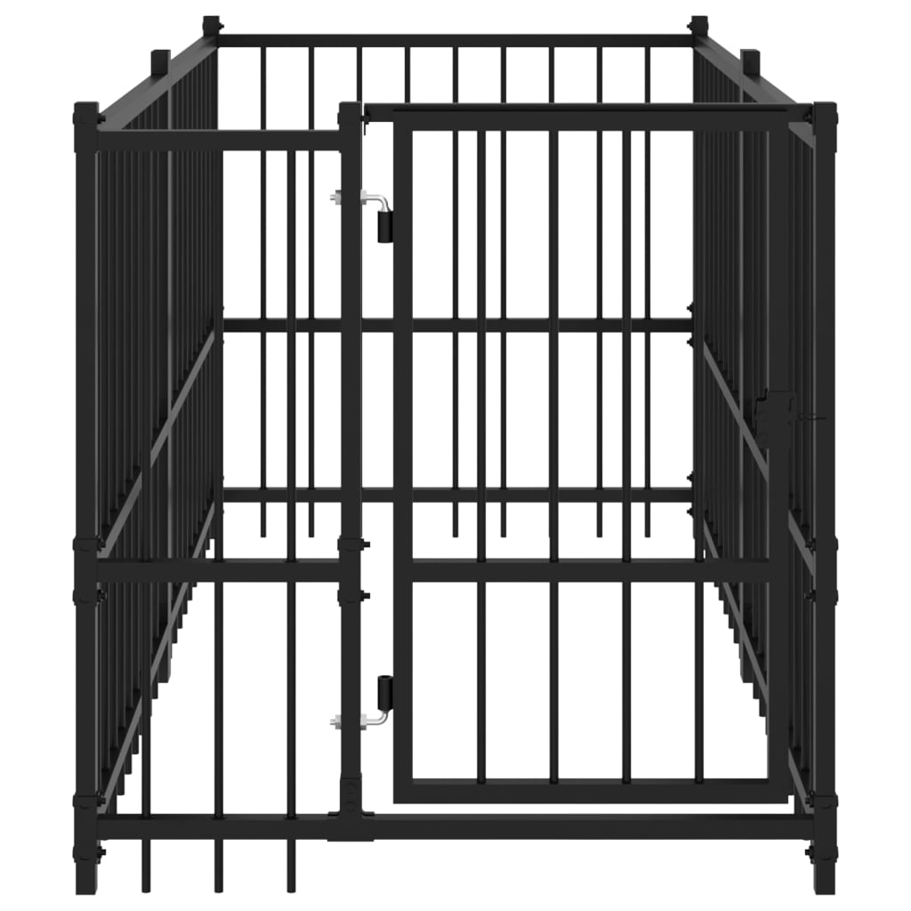 Koiranhäkki musta 193,5x97x100 cm teräs - Harrastajankoti.fi