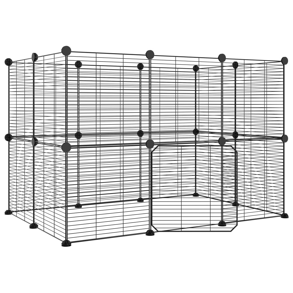 20-paneelinen lemmikkihäkki ovella musta 35x35 cm teräs - Harrastajankoti.fi