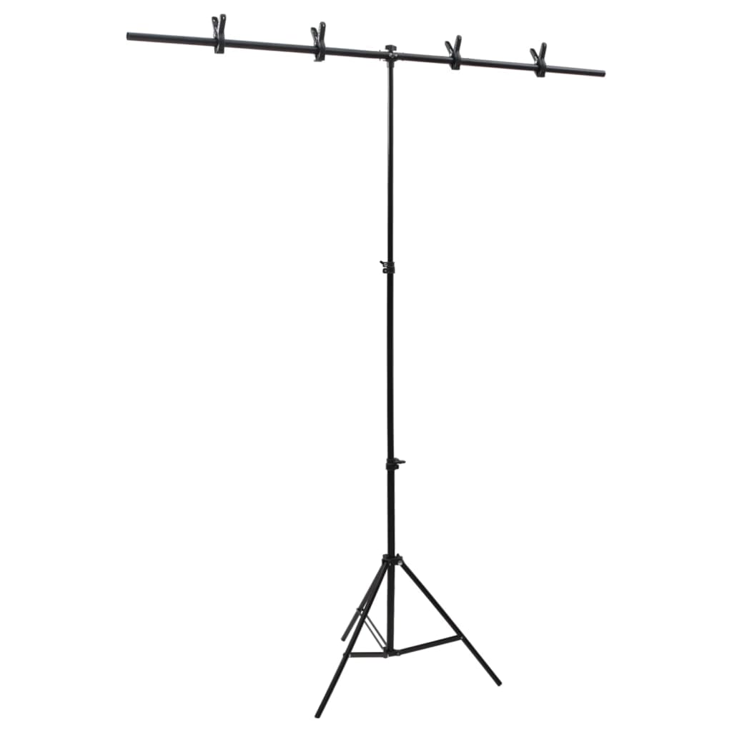 T-muotoinen taustakankaan teline musta 151x60x(70-200) cm - Harrastajankoti.fi