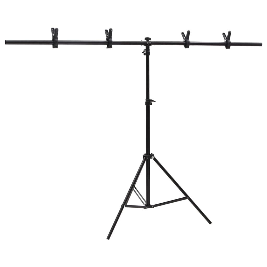 T-muotoinen taustakankaan teline musta 151x60x(70-200) cm - Harrastajankoti.fi