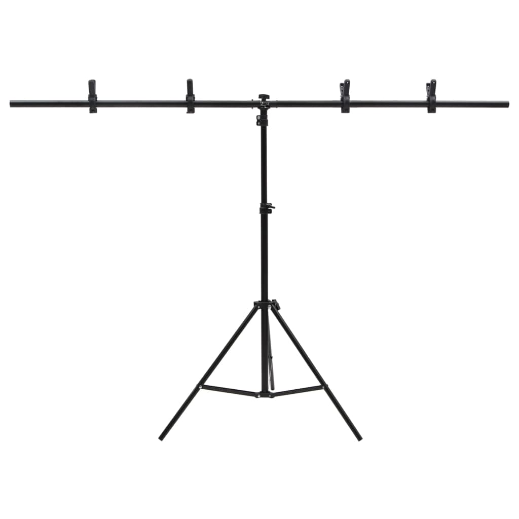 T-muotoinen taustakankaan teline musta 151x60x(70-200) cm - Harrastajankoti.fi