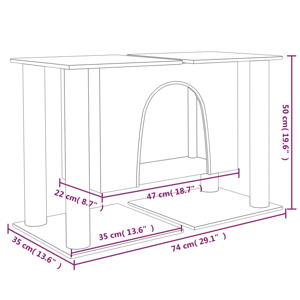 Kissan kiipeilypuu sisal- raapimispylväillä vaaleanharmaa 50 cm - Harrastajankoti.fi