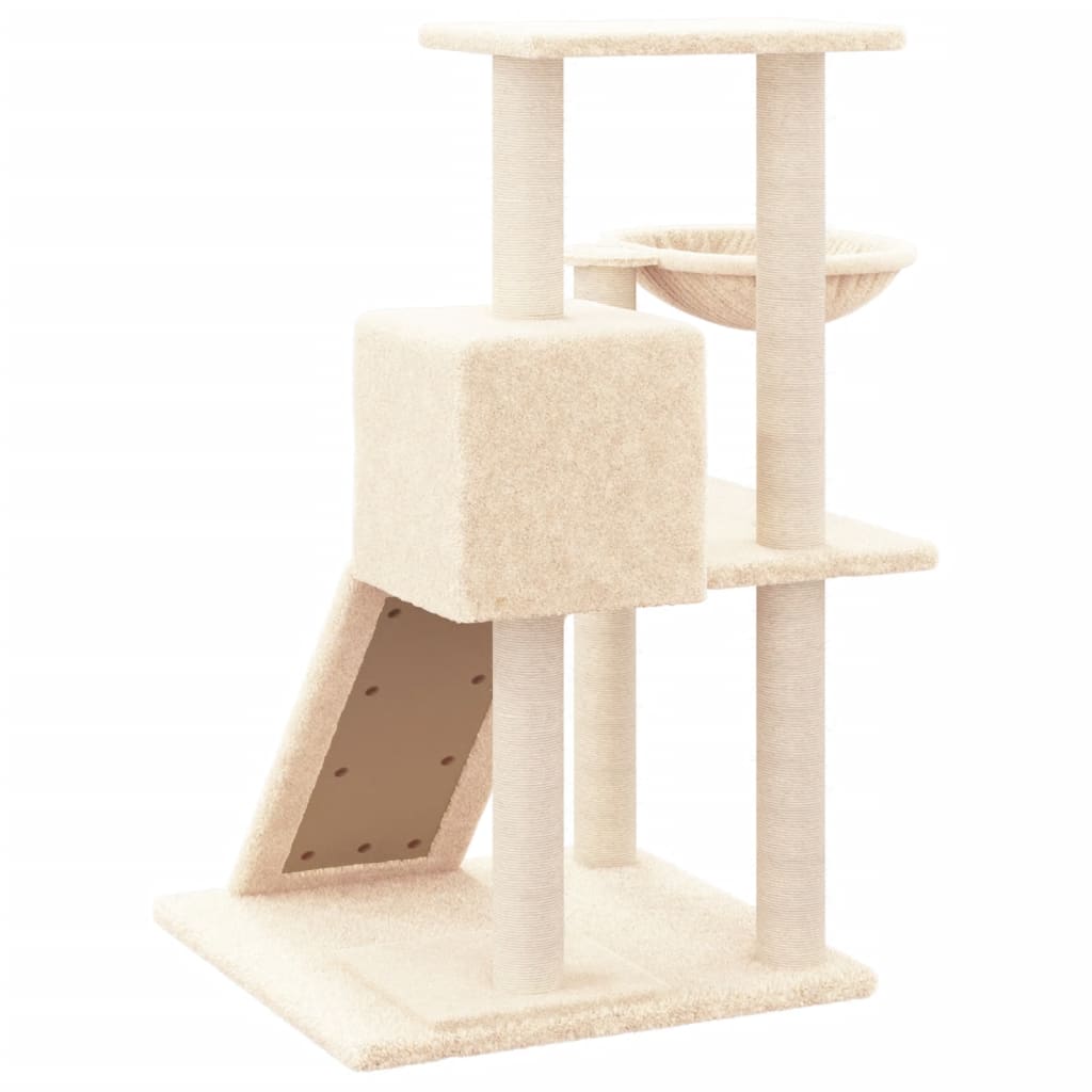 Kissan kiipeilypuu sisal- raapimispylväillä kerma 82 cm - Harrastajankoti.fi