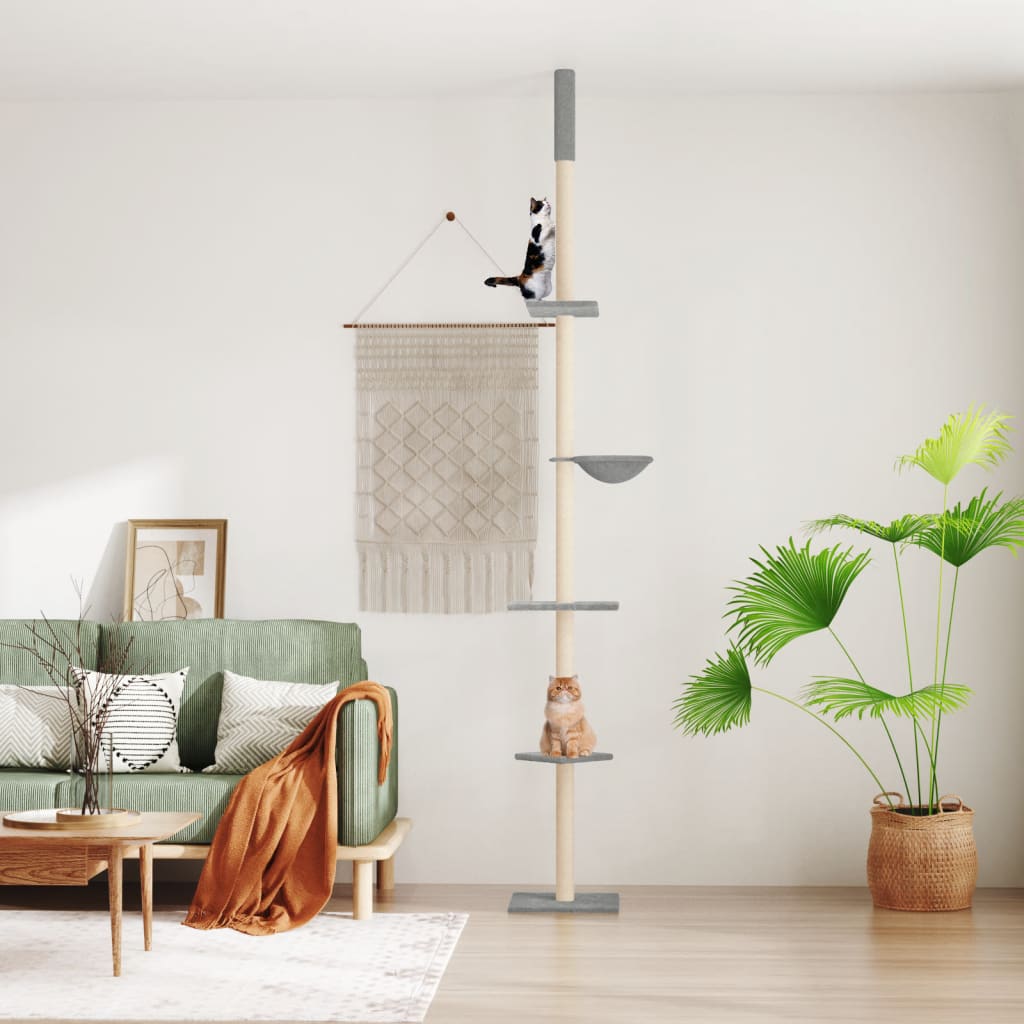 Kattoon asti yltävä kissan kiipeilypuu v.harmaa 263,5-289,5 cm - Harrastajankoti.fi