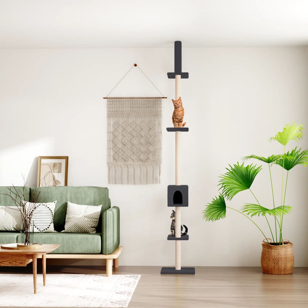 Kattoon asti yltävä kissan kiipeilypuu t.harmaa 250,5-276,5 cm - Harrastajankoti.fi