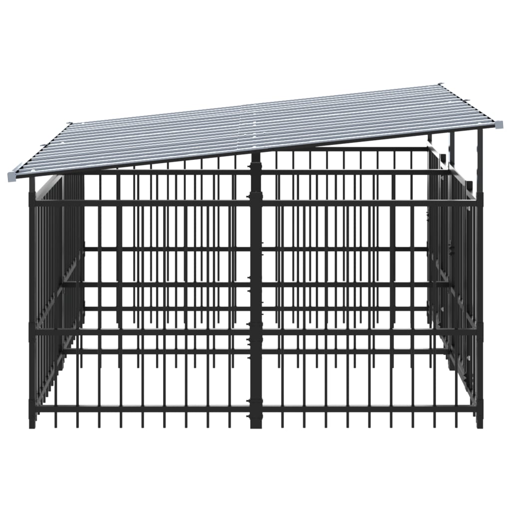 Koiran ulkohäkki katoksella teräs 3,75 m² - Harrastajankoti.fi