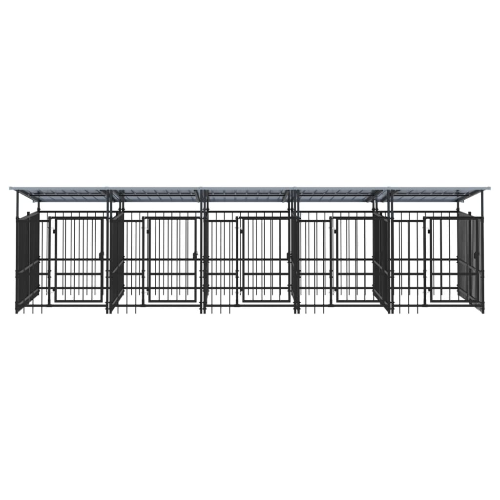 Koiran ulkohäkki katoksella teräs 9,38 m² - Harrastajankoti.fi