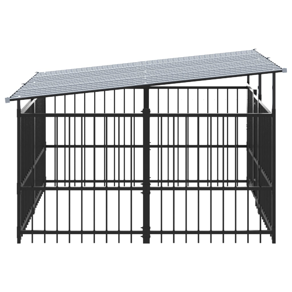 Koiran ulkohäkki katoksella teräs 3,75 m² - Harrastajankoti.fi