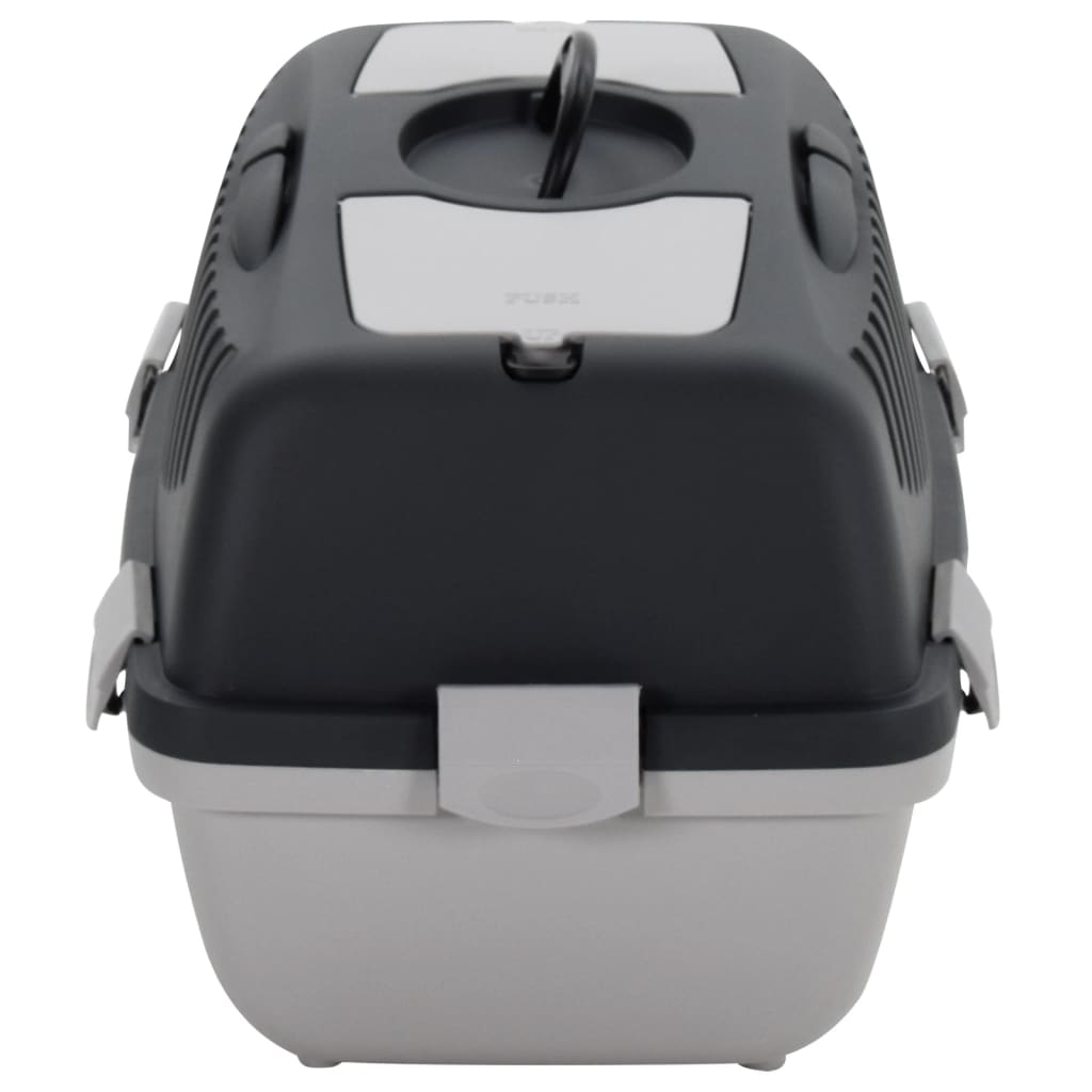 Lemmikin kuljetuslaatikko harmaa ja musta 55x36x35 cm PP - Harrastajankoti.fi