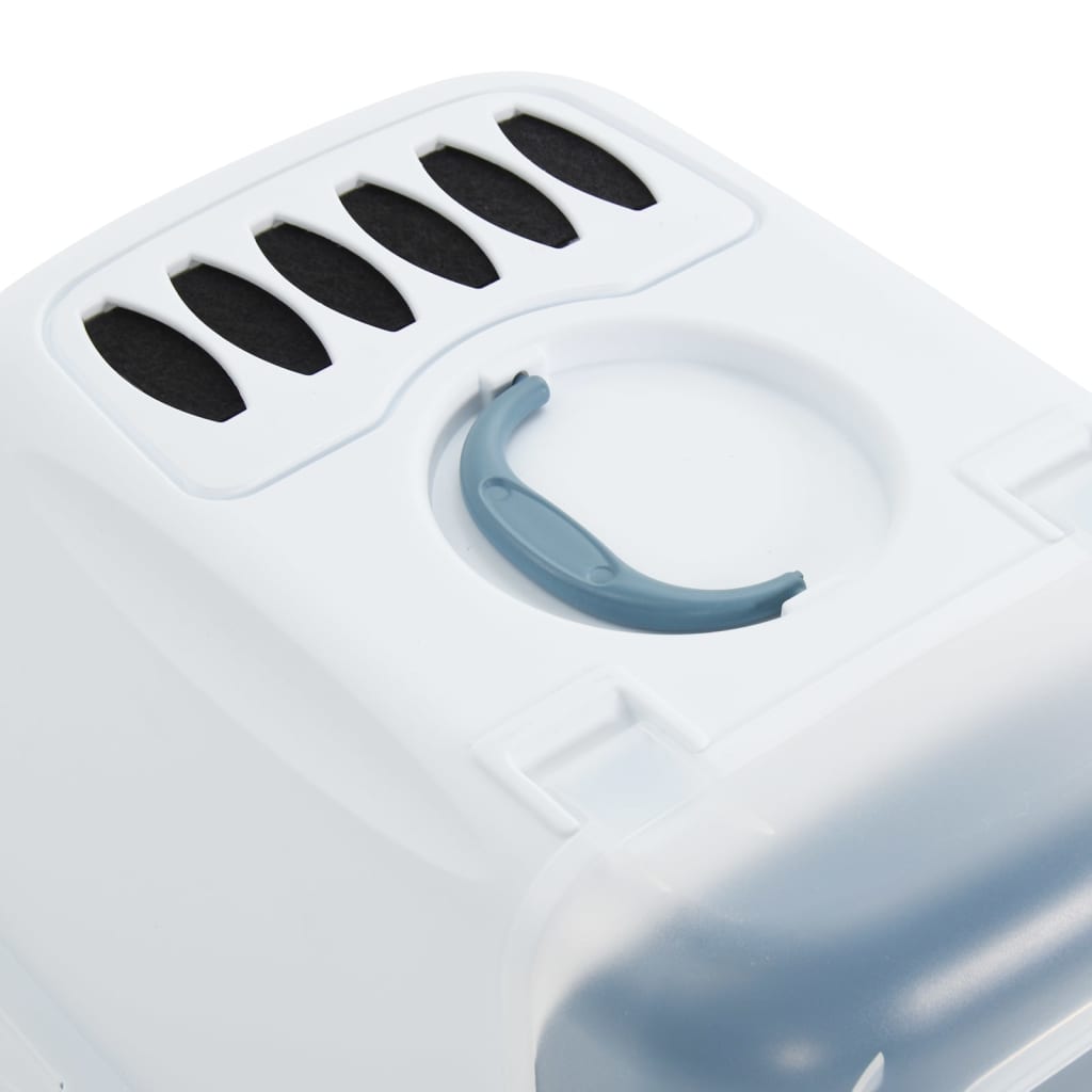 Kissan hiekkalaatikko kannella sinivalkoinen 56x40x40 cm PP - Harrastajankoti.fi