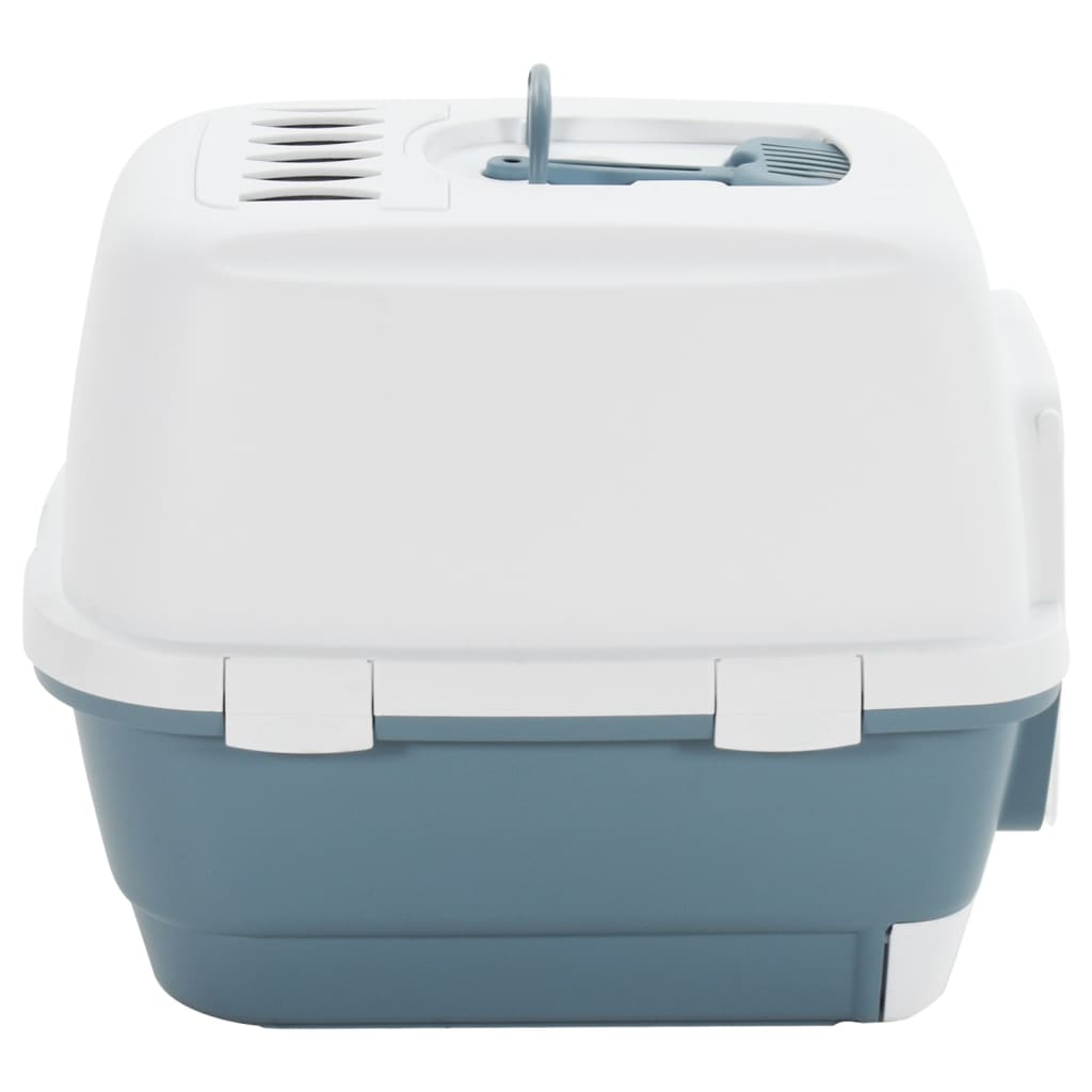 Kissan hiekkalaatikko kannella sinivalkoinen 58x45x48 cm PP - Harrastajankoti.fi