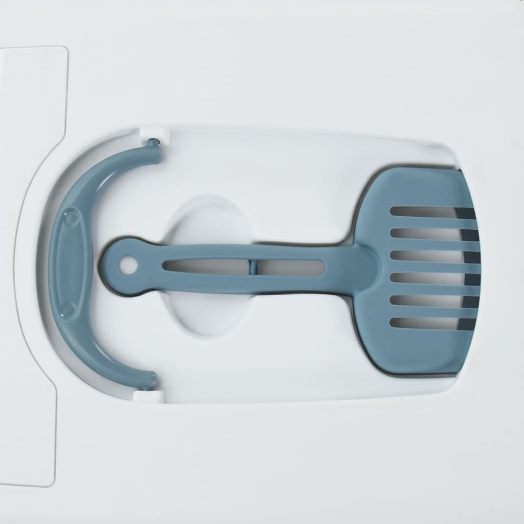 Kissan hiekkalaatikko kannella sinivalkoinen 58x45x48 cm PP - Harrastajankoti.fi