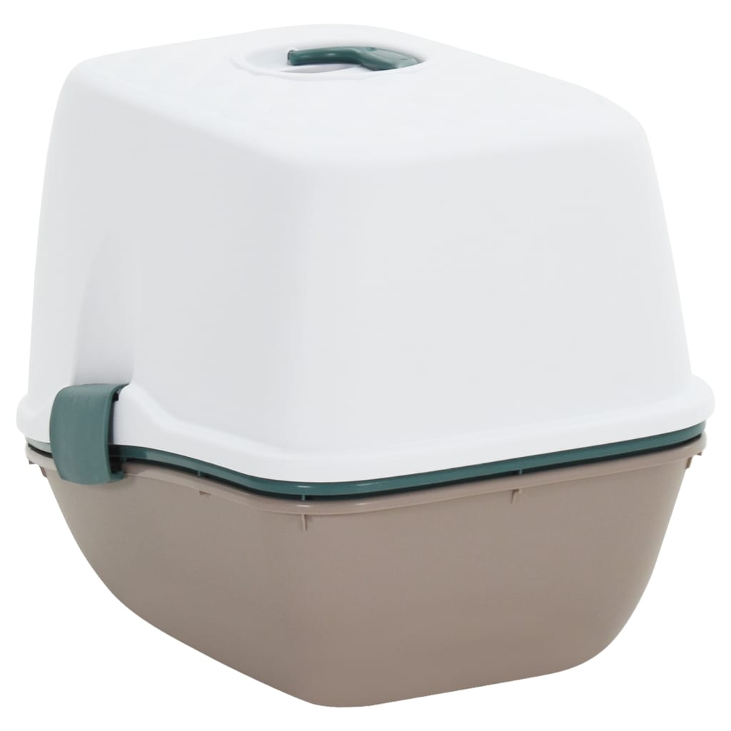 Kissan hiekkalaatikko kannella valkoruskea 58,5x39,5x43 cm PP - Harrastajankoti.fi